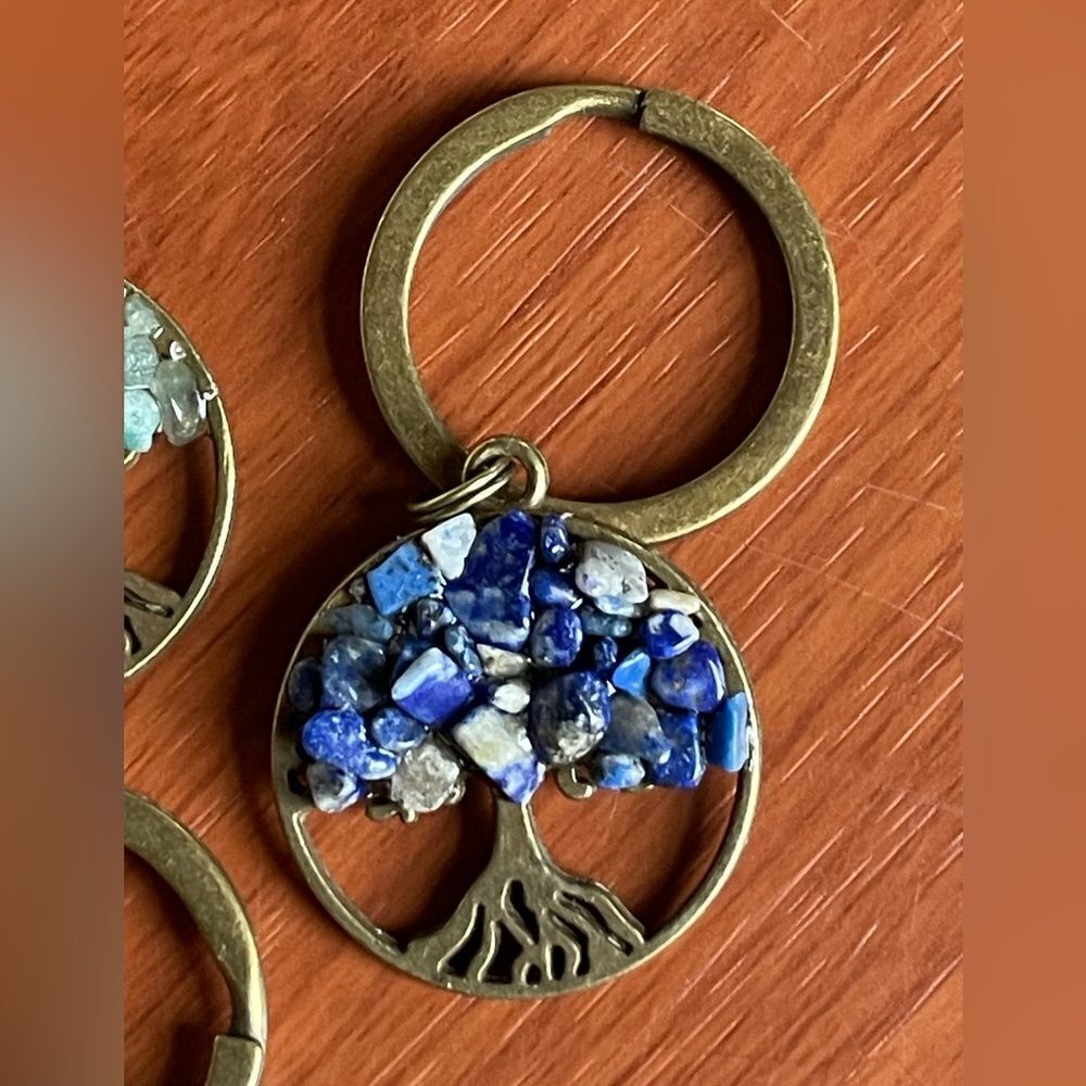 Tree of Life Natural Blue Stone (Sodalite) Keychain - Picture 15 of 16
